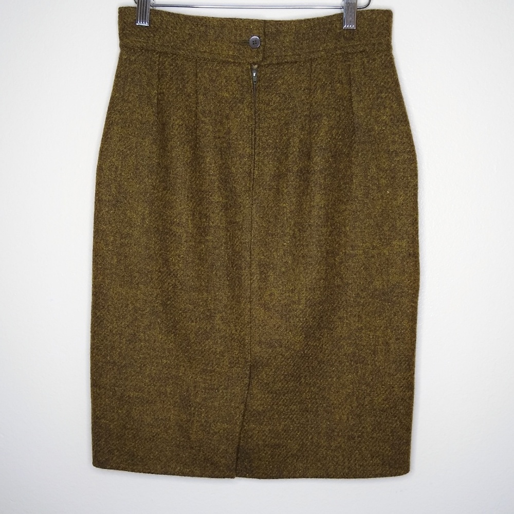 BURBERRY OLIVE GREEN HIGH WAISTED PENCIL SKIRT 40 - Picture 3 of 6